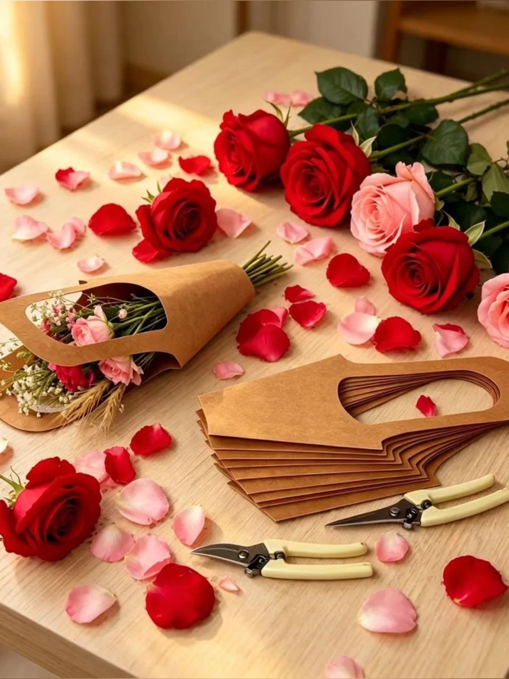 100 Flower Bags  Premium Kraft Paper with 2 Floral Shears